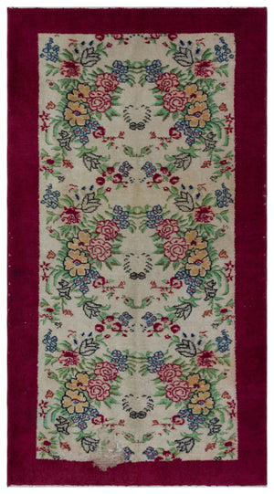 Naturel Over Dyed Vintage Rug 3'12'' x 6'11'' ft 121 x 210 cm