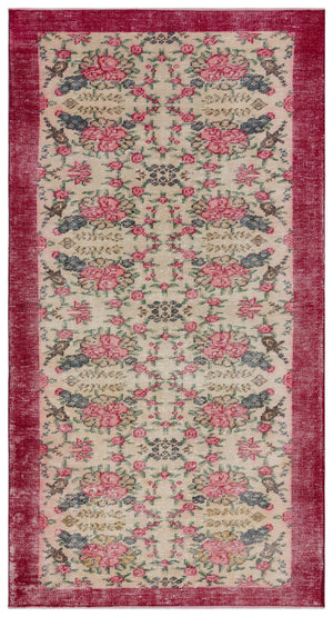 Naturel Over Dyed Vintage Rug 3'10'' x 7'3'' ft 118 x 222 cm