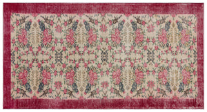 Naturel Over Dyed Vintage Rug 3'10'' x 7'3'' ft 118 x 222 cm