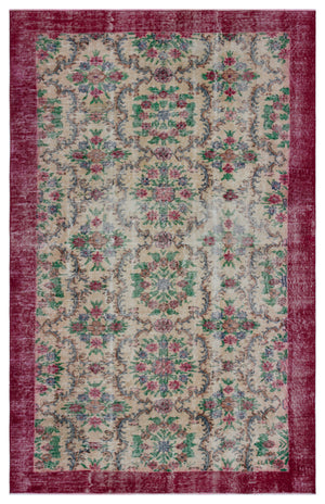 Naturel Over Dyed Vintage Rug 5'1'' x 7'10'' ft 154 x 240 cm