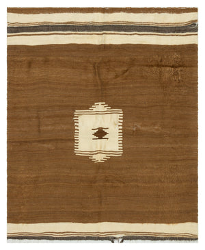 Geometric Over Dyed Kilim Rug 4'2'' x 5'3'' ft 127 x 160 cm