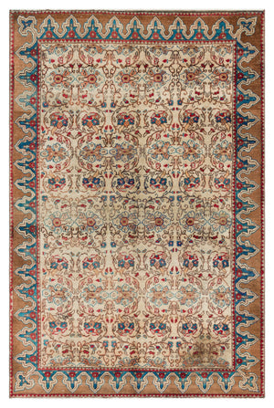 Natural Anatolium Turkish Vintage Rug 4'4'' x 6'7'' ft 132 x 201 cm