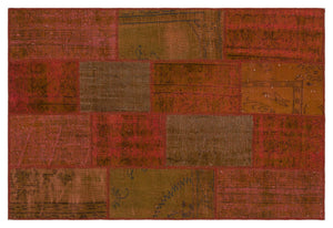 Orange Over Dyed Patchwork Unique Rug 3'11'' x 5'11'' ft 120 x 180 cm