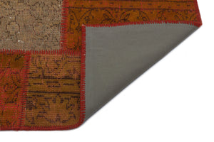 Brown Over Dyed Patchwork Unique Rug 3'11'' x 6'0'' ft 120 x 183 cm