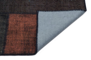 Black Over Dyed Patchwork Unique Rug 5'3'' x 7'7'' ft 160 x 230 cm