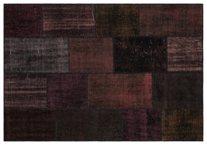 Black Over Dyed Patchwork Unique Rug 5'3'' x 7'7'' ft 160 x 230 cm