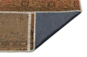 Brown Over Dyed Patchwork Unique Rug 5'3'' x 7'7'' ft 160 x 230 cm