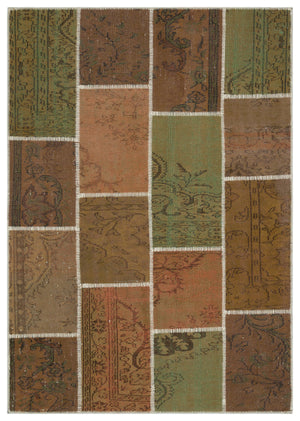 Brown Over Dyed Patchwork Unique Rug 5'3'' x 7'7'' ft 160 x 230 cm