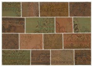 Brown Over Dyed Patchwork Unique Rug 5'3'' x 7'7'' ft 160 x 230 cm