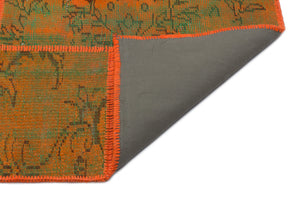 Orange Over Dyed Patchwork Unique Rug 5'3'' x 7'7'' ft 160 x 230 cm