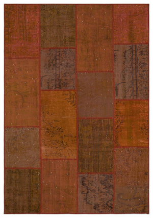 Orange Over Dyed Patchwork Unique Rug 5'3'' x 7'7'' ft 160 x 230 cm