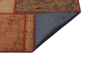 Brown Over Dyed Patchwork Unique Rug 5'3'' x 7'7'' ft 160 x 230 cm