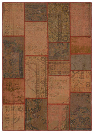 Brown Over Dyed Patchwork Unique Rug 5'3'' x 7'7'' ft 160 x 230 cm