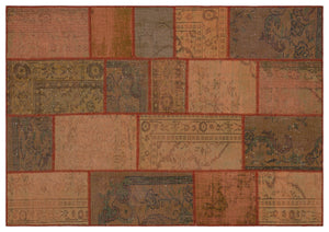 Brown Over Dyed Patchwork Unique Rug 5'3'' x 7'7'' ft 160 x 230 cm