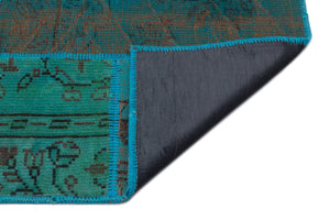 Turquoise  Over Dyed Patchwork Unique Rug 5'3'' x 7'7'' ft 160 x 230 cm