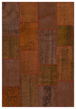 Brown Over Dyed Patchwork Unique Rug 5'3'' x 7'7'' ft 160 x 230 cm