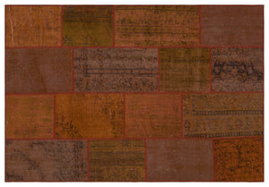 Brown Over Dyed Patchwork Unique Rug 5'3'' x 7'7'' ft 160 x 230 cm