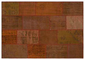 Brown Over Dyed Patchwork Unique Rug 5'3'' x 7'7'' ft 160 x 230 cm