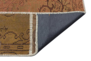 Brown Over Dyed Patchwork Unique Rug 5'3'' x 7'7'' ft 160 x 230 cm