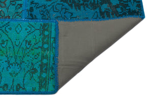 Turquoise  Over Dyed Patchwork Unique Rug 5'3'' x 7'7'' ft 160 x 230 cm