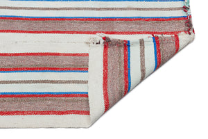 Striped Over Dyed Kilim Rug 4'8'' x 7'5'' ft 141 x 227 cm