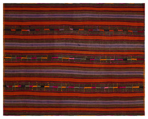 Striped Over Dyed Kilim Rug 5'7'' x 7'1'' ft 170 x 216 cm