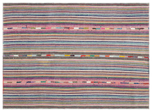 Striped Over Dyed Kilim Rug 5'11'' x 8'3'' ft 180 x 251 cm