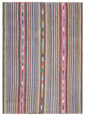 Striped Over Dyed Kilim Rug 5'11'' x 8'3'' ft 180 x 251 cm