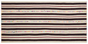 Striped Over Dyed Kilim Rug 4'11'' x 10'1'' ft 150 x 307 cm
