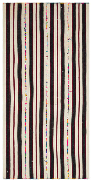 Striped Over Dyed Kilim Rug 4'11'' x 10'1'' ft 150 x 307 cm
