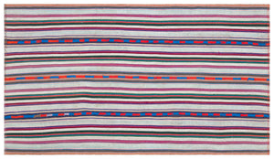 Striped Over Dyed Kilim Rug 5'8'' x 9'9'' ft 173 x 296 cm