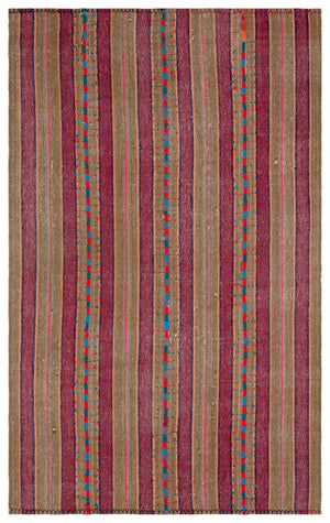 Striped Over Dyed Kilim Rug 5'7'' x 9'2'' ft 171 x 280 cm