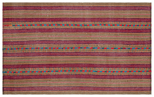 Striped Over Dyed Kilim Rug 5'7'' x 9'2'' ft 171 x 280 cm