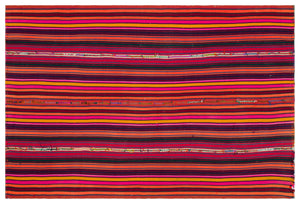Striped Over Dyed Kilim Rug 5'10'' x 8'5'' ft 178 x 256 cm