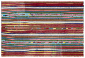 Striped Over Dyed Kilim Rug 5'10'' x 8'6'' ft 177 x 258 cm