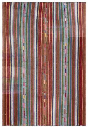 Striped Over Dyed Kilim Rug 5'10'' x 8'6'' ft 177 x 258 cm