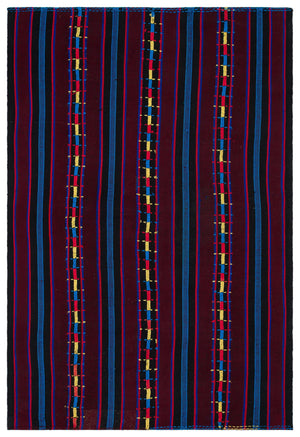Striped Over Dyed Kilim Rug 6'3'' x 9'2'' ft 191 x 280 cm