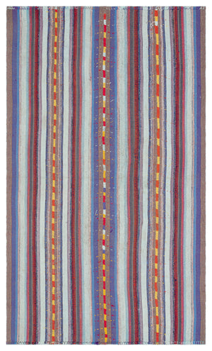 Striped Over Dyed Kilim Rug 4'9'' x 8'2'' ft 146 x 250 cm