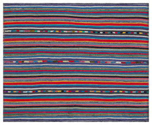 Striped Over Dyed Kilim Rug 5'10'' x 7'6'' ft 179 x 228 cm