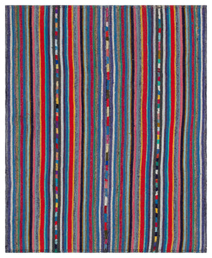 Striped Over Dyed Kilim Rug 5'10'' x 7'6'' ft 179 x 228 cm