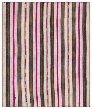 Striped Over Dyed Kilim Rug 6'5'' x 7'10'' ft 196 x 238 cm
