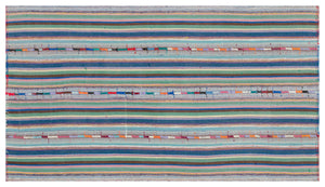 Striped Over Dyed Kilim Rug 4'9'' x 8'4'' ft 145 x 254 cm