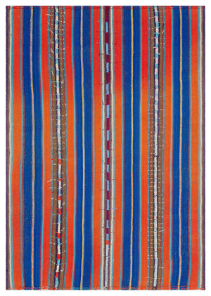 Striped Over Dyed Kilim Rug 5'2'' x 7'5'' ft 158 x 227 cm
