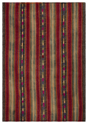 Striped Over Dyed Kilim Rug 5'5'' x 7'10'' ft 164 x 240 cm
