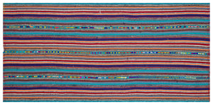 Striped Over Dyed Kilim Rug 5'3'' x 10'5'' ft 160 x 318 cm