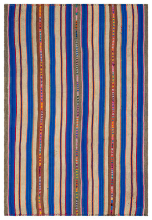 Striped Over Dyed Kilim Rug 5'7'' x 8'2'' ft 170 x 250 cm