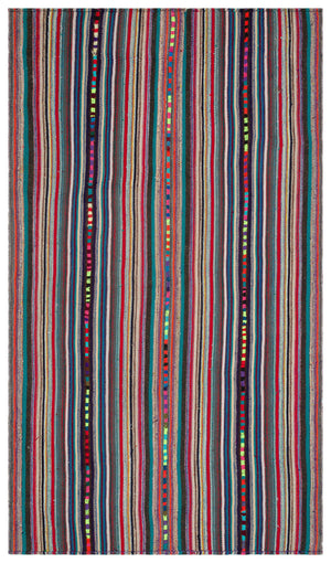 Striped Over Dyed Kilim Rug 5'9'' x 10'2'' ft 175 x 310 cm