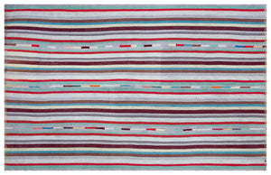 Striped Over Dyed Kilim Rug 5'10'' x 9'2'' ft 177 x 280 cm