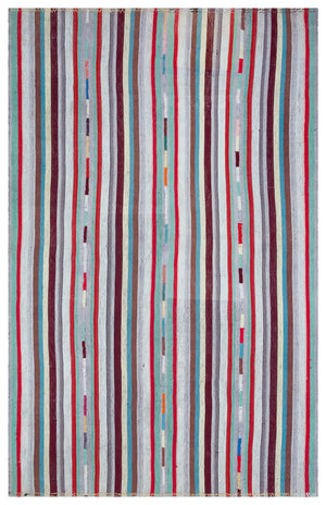 Striped Over Dyed Kilim Rug 5'10'' x 9'2'' ft 177 x 280 cm