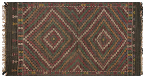 Striped Over Dyed Kilim Rug 5'2'' x 9'6'' ft 158 x 290 cm